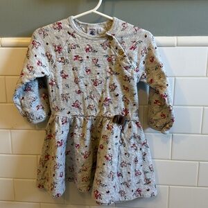 Petit Bateau Dress Size 3 years Gray chestnut flower design